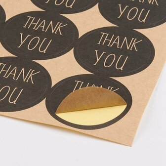 Stickers kraft thank you 12 stuks op vel