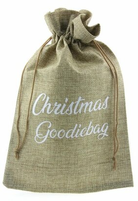 Jute zakje 20 x 30 cm Christmas goodiebag wit