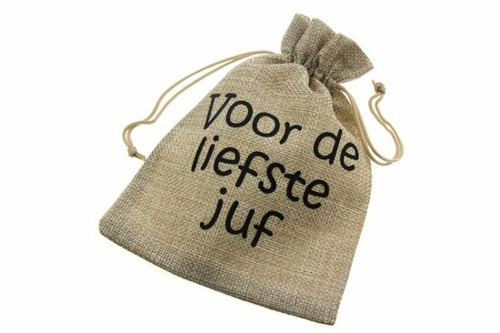 Jute zakjes voor de liefste juf 13 x 18 cm