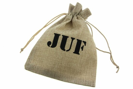 Jute zakjes juf 13 x 18 cm