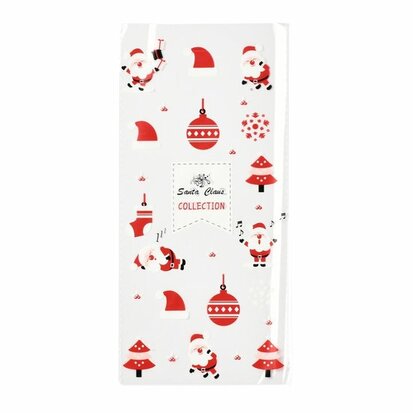 Cellofaan zakjes santa claus collection zonder plakstrip 12.5 x 27 cm 10 stuks