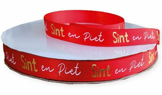 Satijn lint rood sint en piet 12 mm breed 5 meter