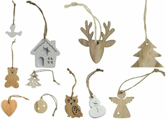 Kaart oh deer christmas is here met houten hanger