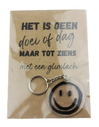 Gelukszakje kaart het is geen doei of dag met smile sleutelhanger