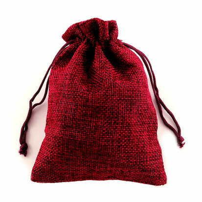 Jute zakje bordeaux rood 9.5 x 13.5 cm