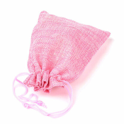 Jute zakje roze 9.5 x 13.5 cm