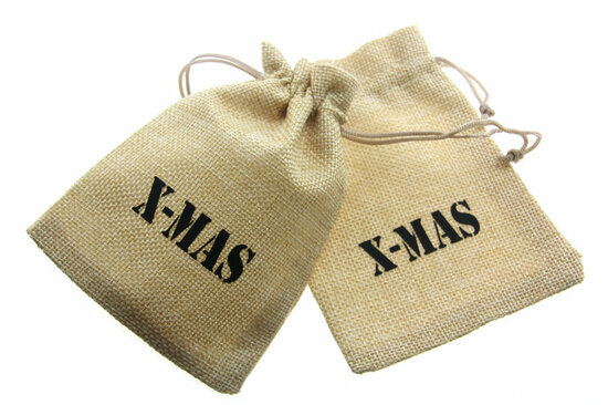 Jute zakjes 9.5 x 13.5 cm x-mas