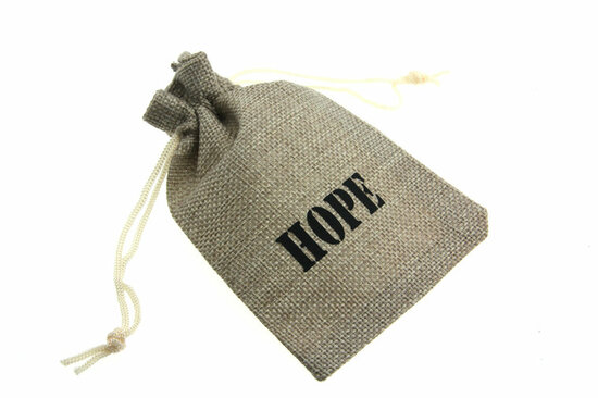 Jute zakjes hope 9.5 x 13.5 cm