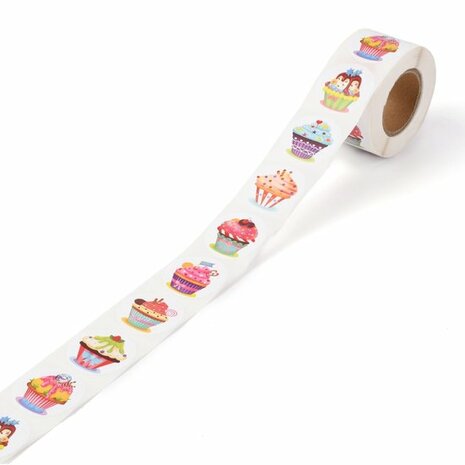 Sticker cup cake mix print 10 stuks