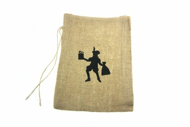 Jute zakjes zwarte piet 10 x 15 cm