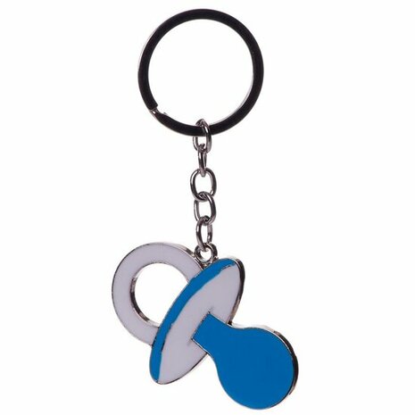 Sleutelhanger speen blauw metaal